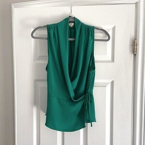 Wilfred | Emerald Green Sleeveless Drape Top